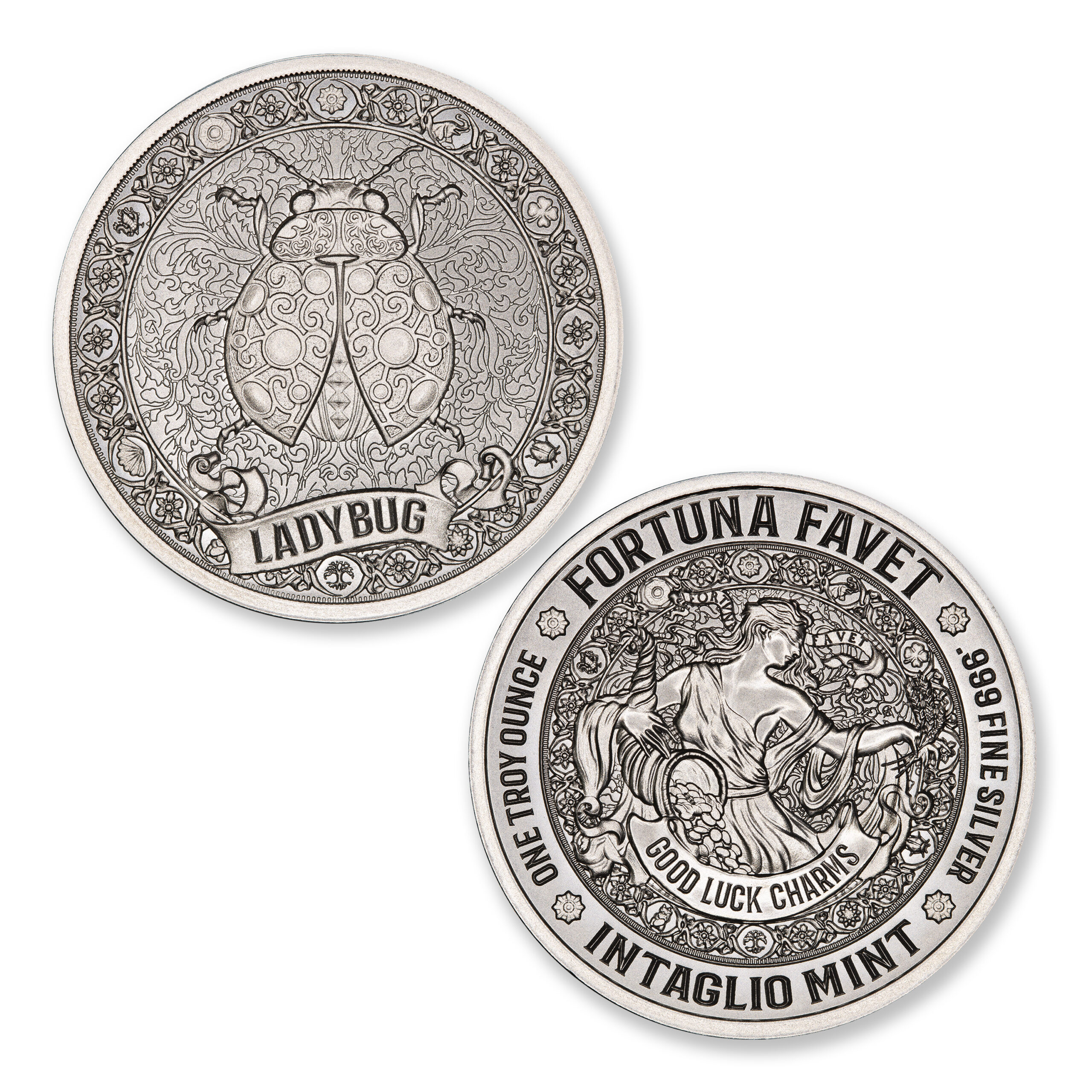 FORTUNA FAVET – GOOD LUCK CHARMS SERIES – LADY BUG – 1 TROY OUNCE – 39MM - Image 1