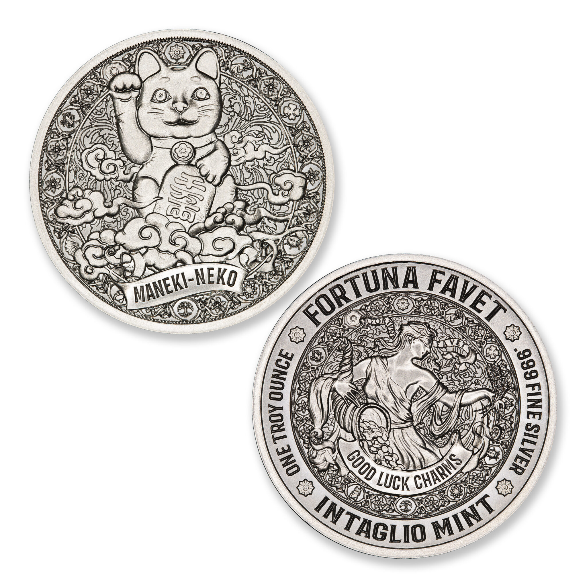 FORTUNA FAVET – GOOD LUCK CHARMS SERIES – MANEKI-NEKO – 1 TROY OUNCE – 39MM