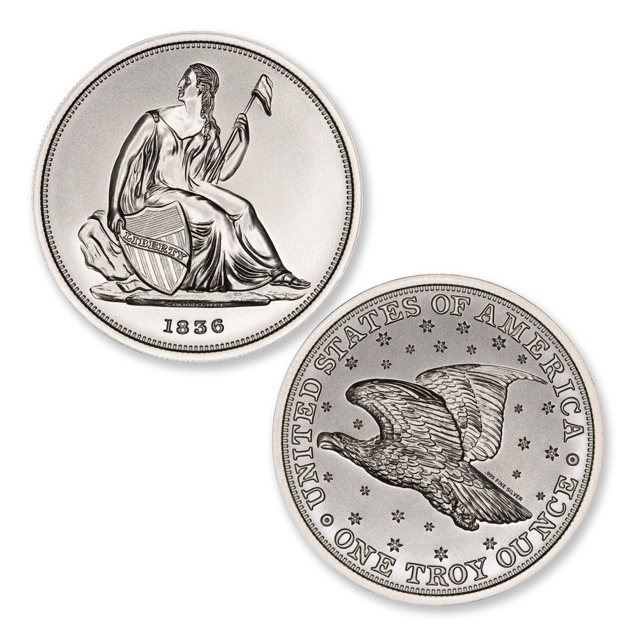 1836 GOBRECHT DOLLAR (J61) TRIBUTE - 1 TROY OUNCE - 39MM
