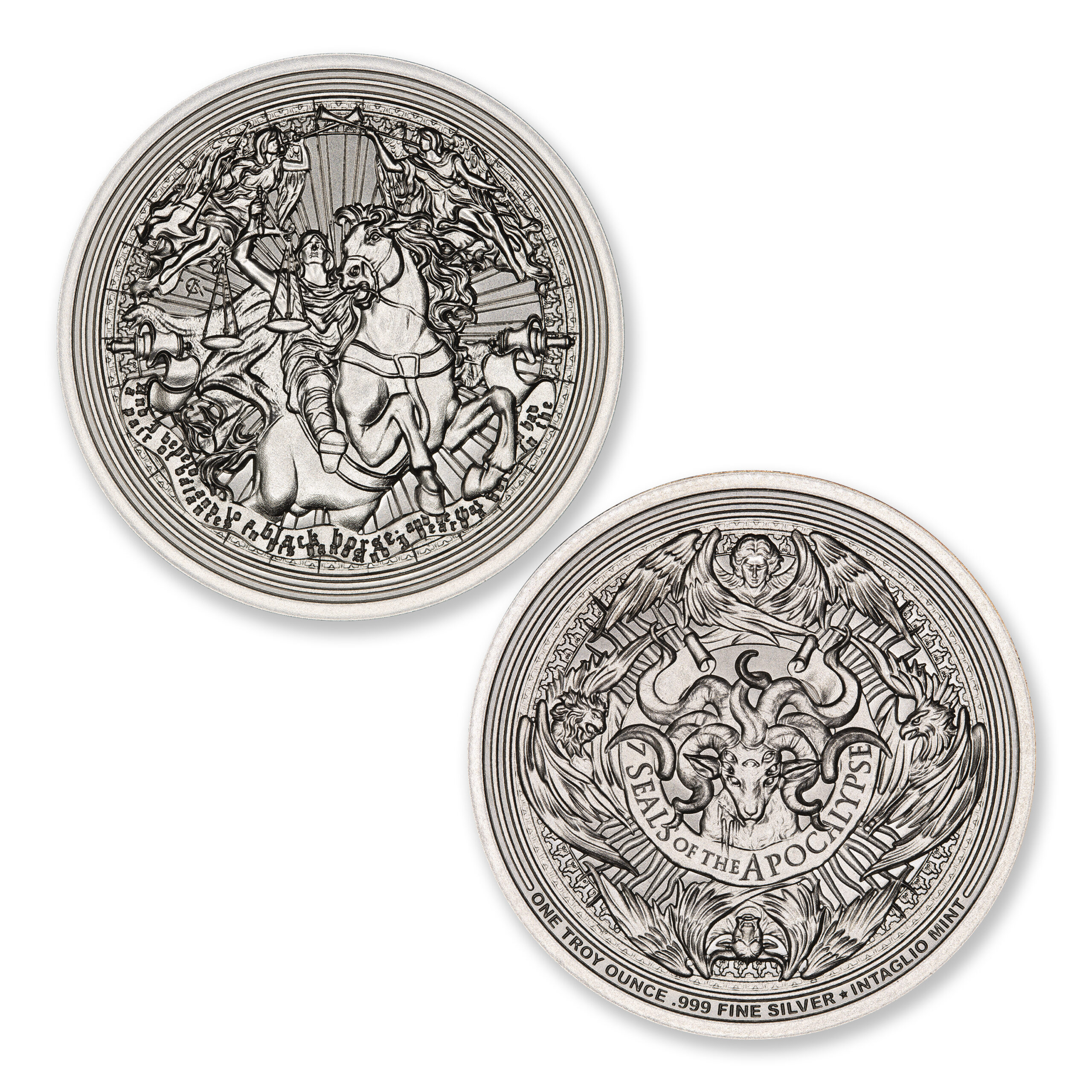 SEVEN SEALS OF THE APOCALYPSE - BLACK HORSE - 1 TROY OUNCE – 39MM - Image 1