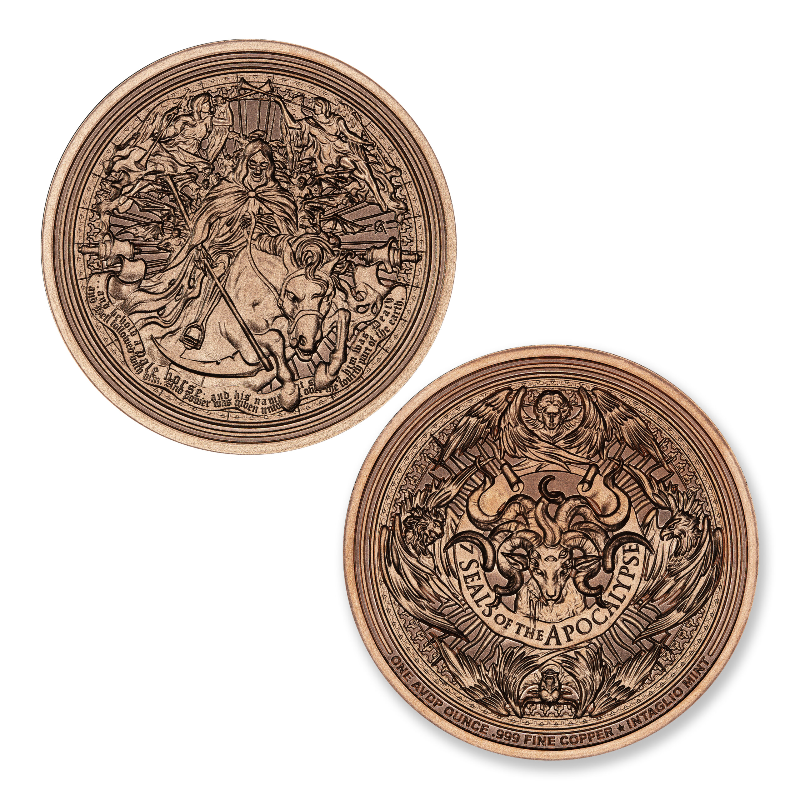 SEVEN SEALS OF THE APOCALYPSE - PALE HORSE - 1OZ - 39MM - CU - Image 1