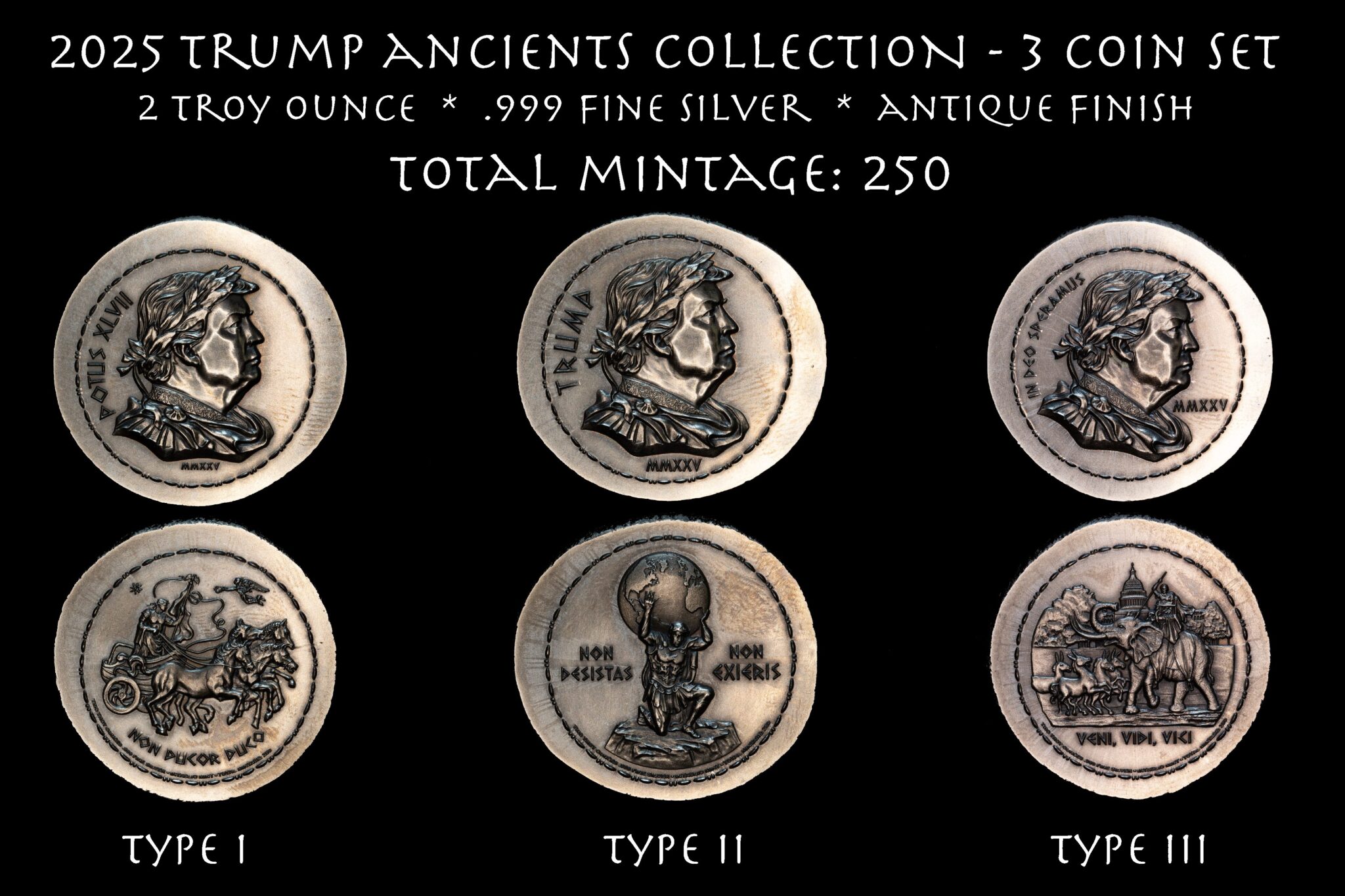 2025 Trump Ancients Collection – Complete 3-Coin Set (ONLY 2 SETS AVAILABLE)