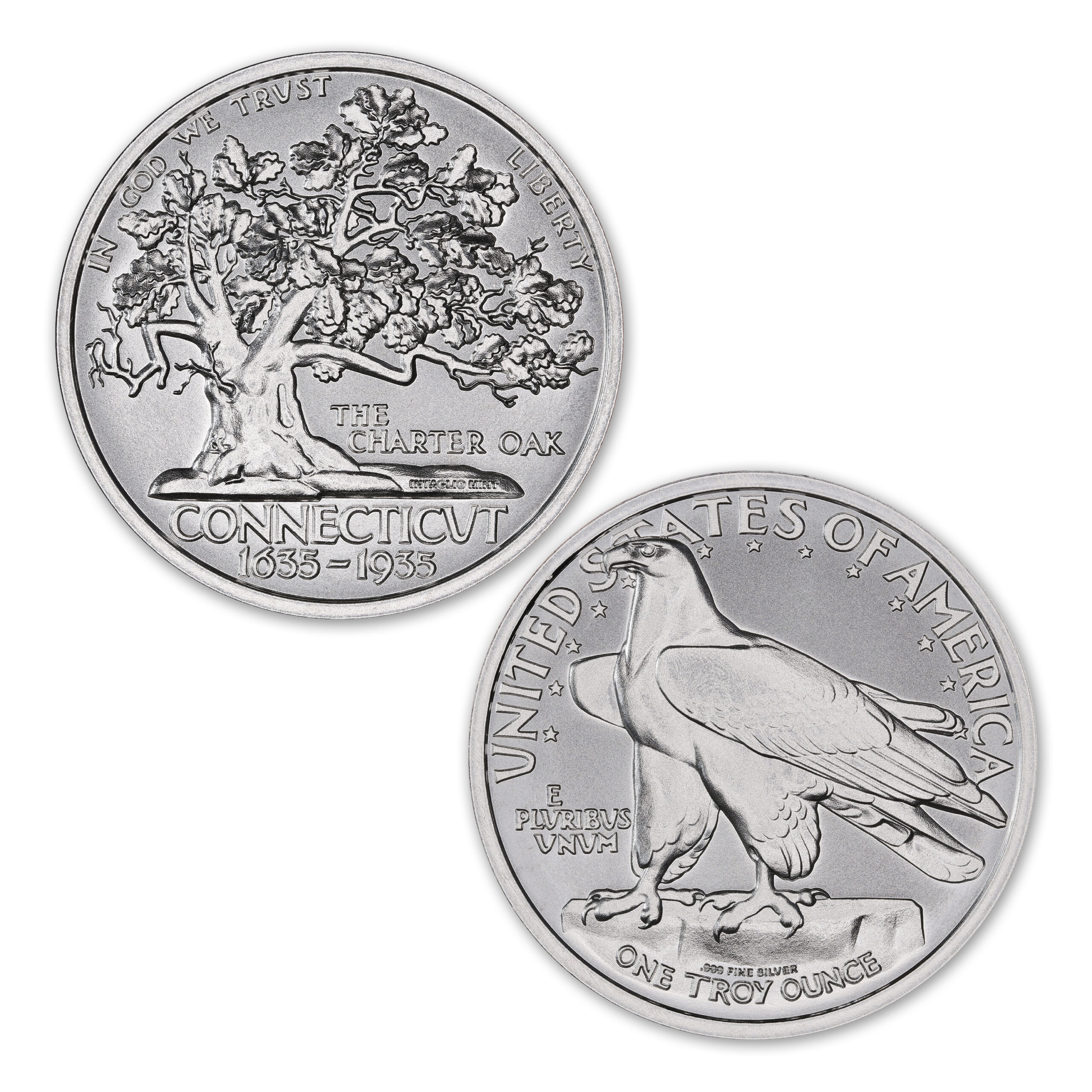 1935 CONNECTICUT TERCENTENARY HALF DOLLAR TRIBUTE – 1 TROY OUNCE – 39MM - Image 1