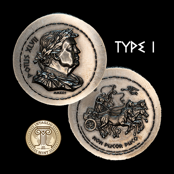 2025 Trump Ancients Collection Type I silver round, laureate portrait and chariot reverse