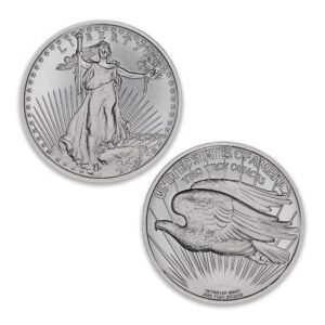 Saint-Gaudens 2 oz high relief silver round with Liberty obverse and flying eagle reverse