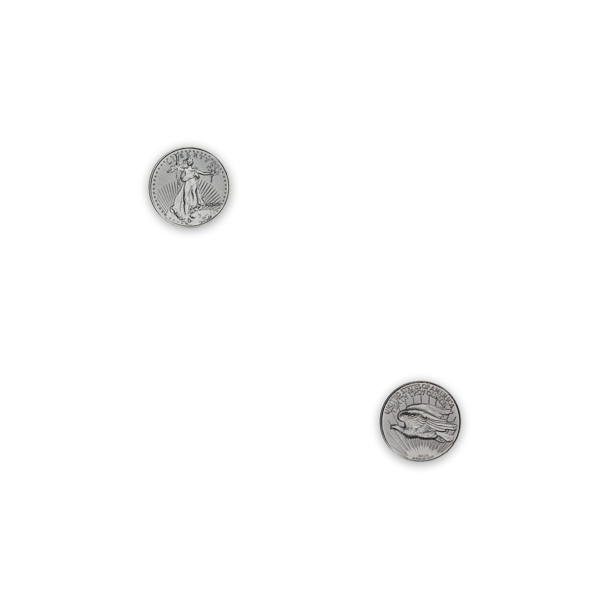 Saint-Gaudens 1/10 oz high relief silver round with Liberty obverse and flying eagle reverse