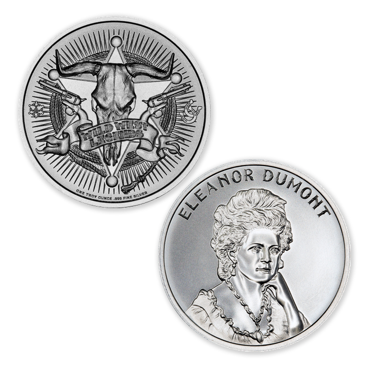 WILD WEST LEGENDS SERIES – ELANOR DUMONT (AKA MADAME MOUSTACHE) – 1 TROY OUNCE – 39MM