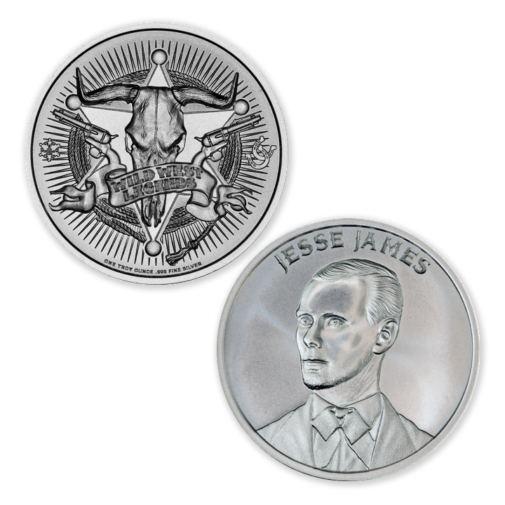 WILD WEST LEGENDS SERIES – JESSE JAMES – 1 TROY OUNCE – 39MM